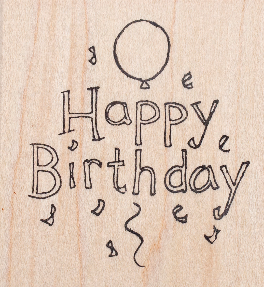 Happy Birthday Rubber Stamp, with Balloon and Confetti – RubberHedgehog  Rubber Stamps