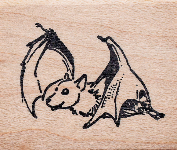 Flying Fox Rubber Stamp, Bat in Flight