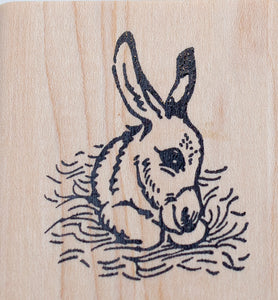 Donkey in Manger Rubber Stamp, Christmas theme