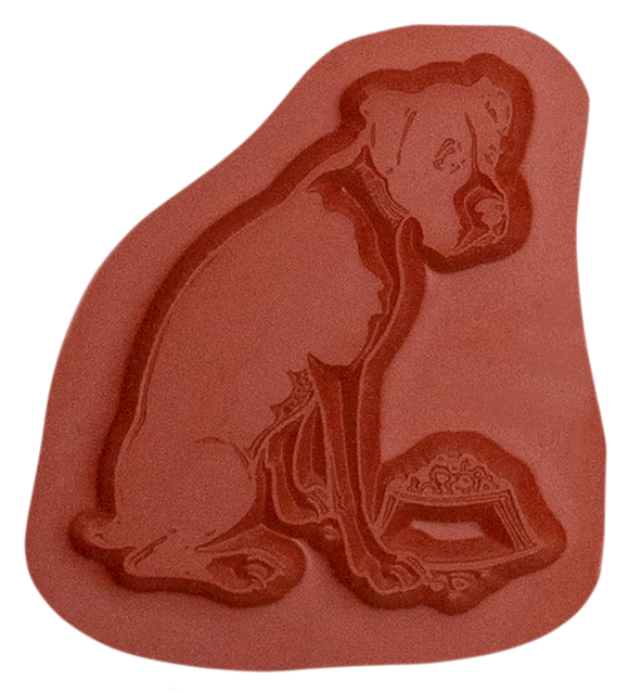 Unmounted Boxer Rubber Stamp, Dog with Food Dish umJ8018