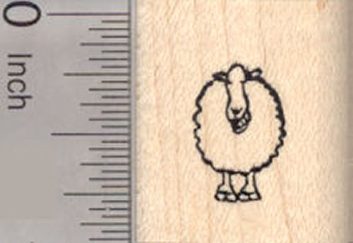Tiny Grinning Sheep Rubber Stamp, Lamb, Ewe