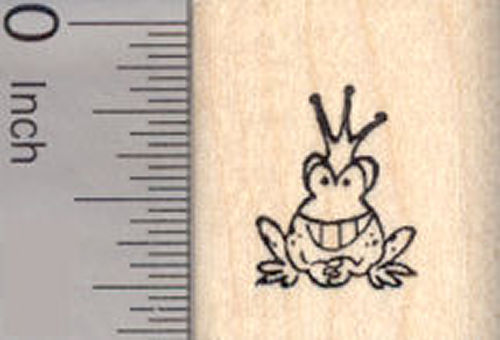 Tiny grinning frog in crown (frog prince) Rubber Stamp