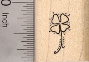 Tiny Lucky Clover Rubber Stamp, St. Patrick's Day Four Leaf