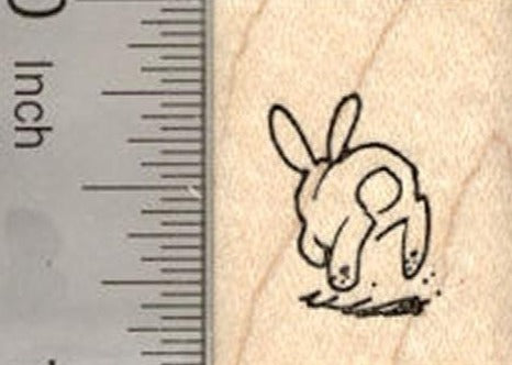 Tiny Bunny Rabbit Hopping Away Rubber Stamp