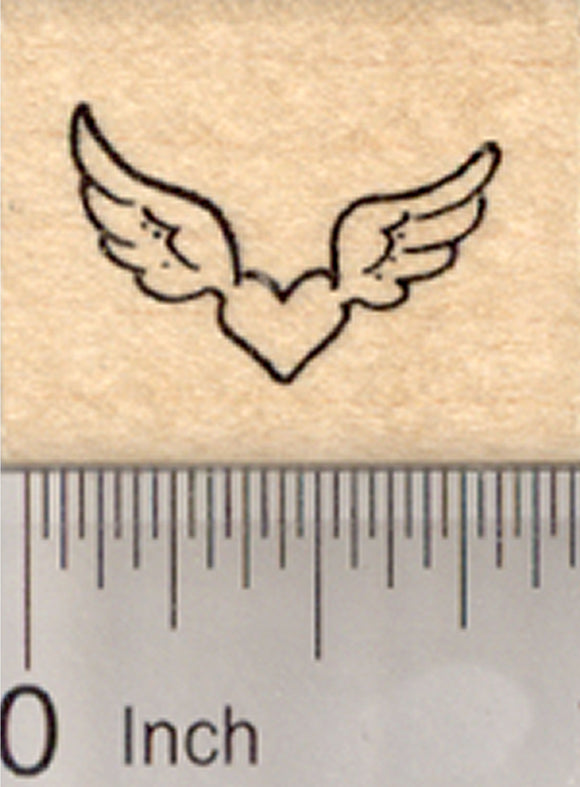 Small Heart with Wings Rubber Stamp, Valentine's Day