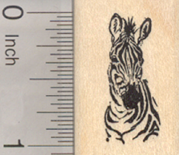 Zebra Portrait Rubber Stamp, Small