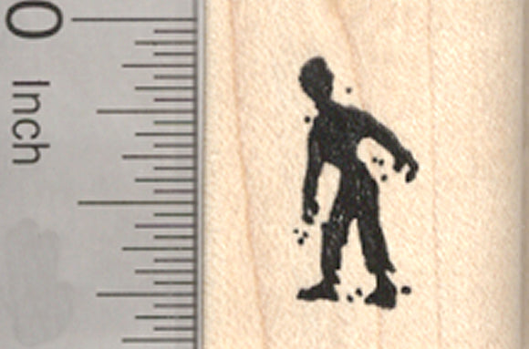 Tiny Halloween Zombie Rubber Stamp, Silhouette