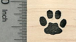 Small Paw Print Rubber Stamp, Cat, Dog, Pet, Half Inch Sized, .5"