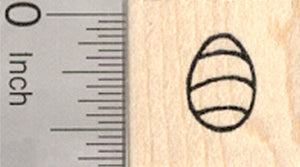 Small Easter Egg Rubber Stamp, Decorated with Stripes