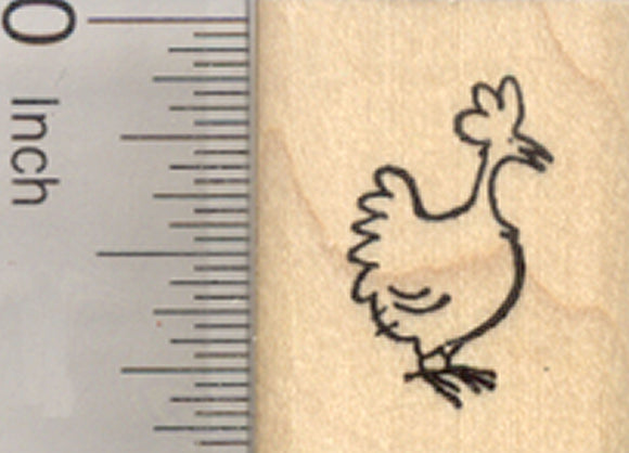 Tiny Chicken Rubber Stamp, .75 inches tall