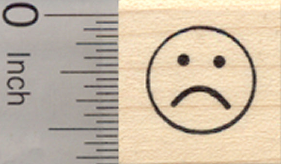 Frown Rubber Stamp, .5 inch Unhappy Face, emoji