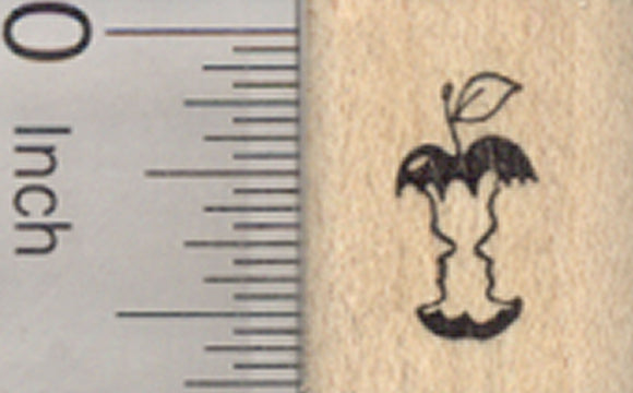 Tiny (Apple) Core Rubber Stamp, .5 inch Tall, Great for Fitness Log