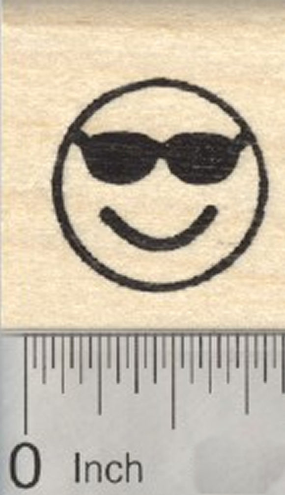Cool Emoji Rubber Stamp, Smiling Face with Sunglasses