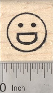 Grinning Face Emoji Rubber Stamp, with Big "D" Smile