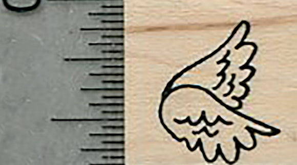 Tiny Angel Wings Rubber Stamp, Left Facing