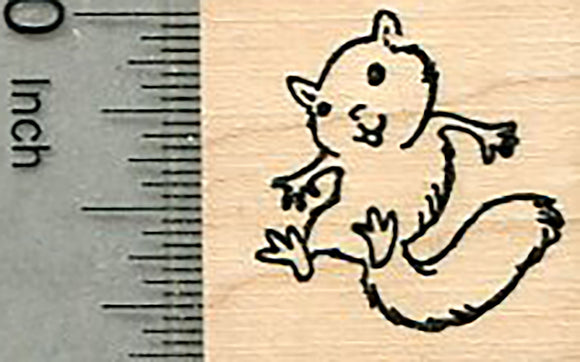 Flying Squirrel Rubber Stamp, Jumping