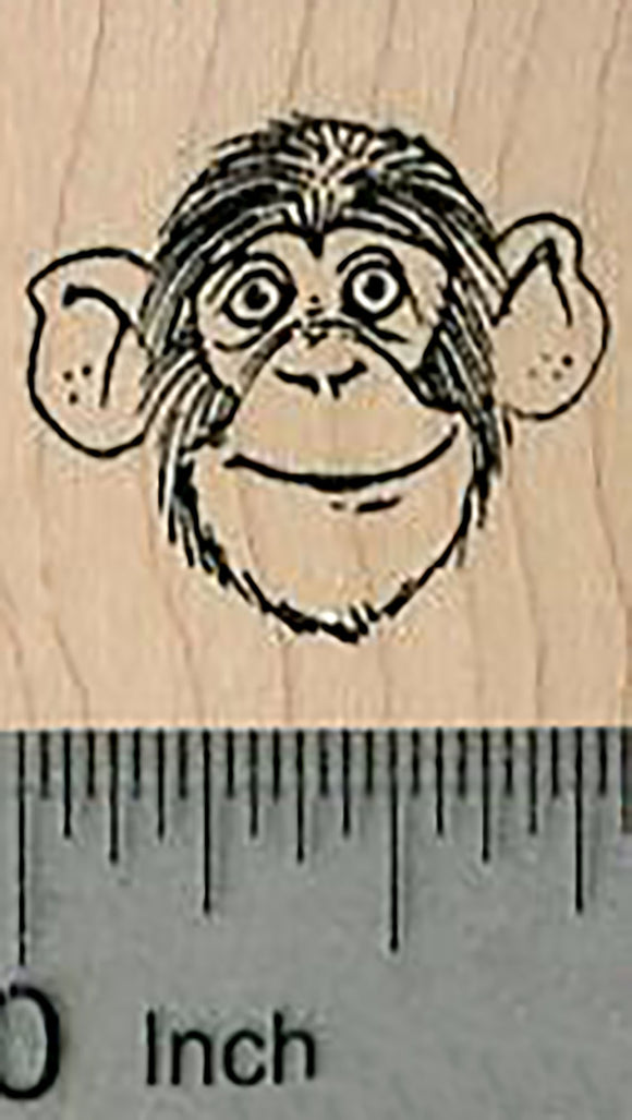 Chimpanzee Rubber Stamp, Small Chimp Face