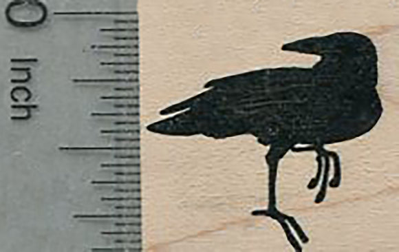 Raven Rubber Stamp, Small Black Bird, Crow