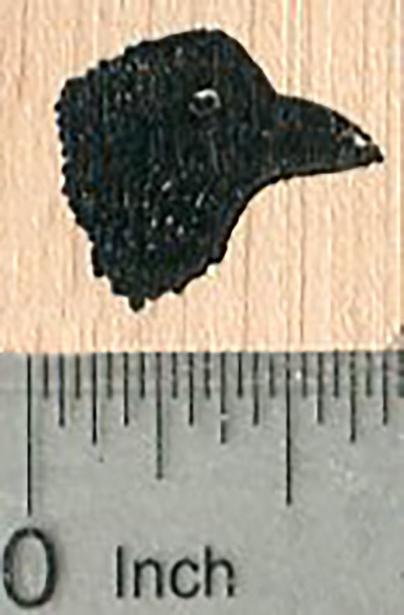 Tiny Crow Rubber Stamp, Black Bird Portrait, Profile