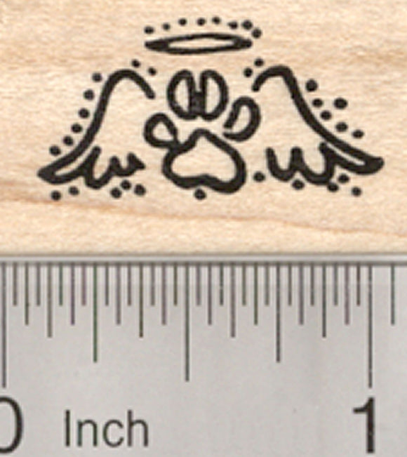 Paw Print Angel Rubber Stamp