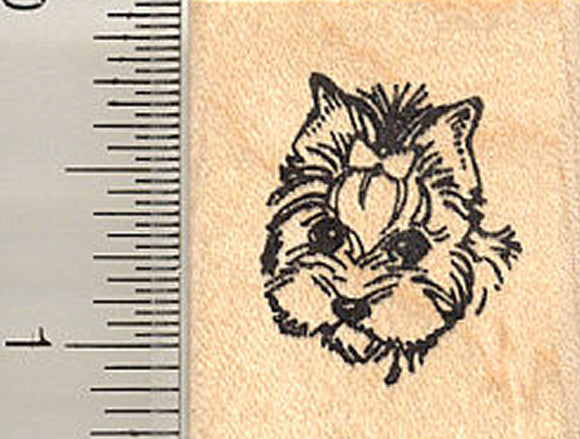 Small Yorkie Dog Face Rubber Stamp (Yorkshire Terrier)