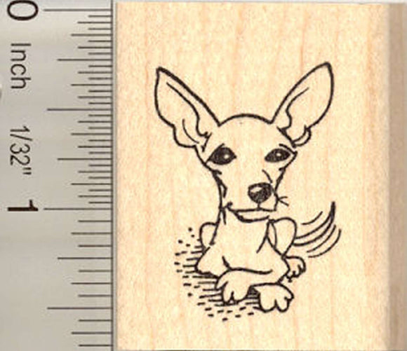 Tail Wagging Chihuahua Rubber Stamp