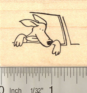 Dog in Car Window Rubber Stamp