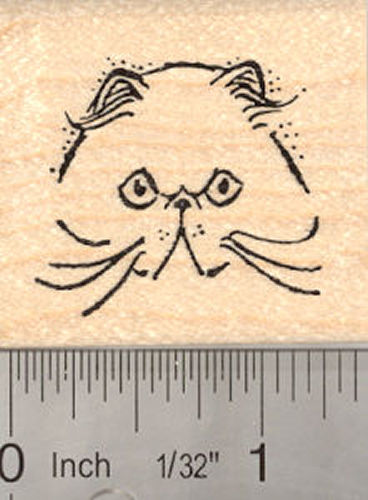 Persian Cat Face Rubber Stamp