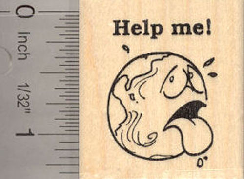 Help me! Sick Earth Rubber Stamp
