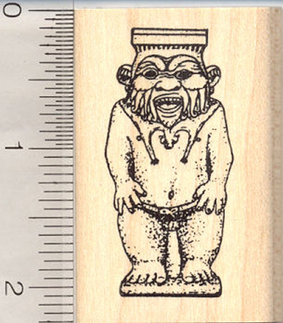 Egyptian God Bes (Bisu) Rubber Stamp, protector of households