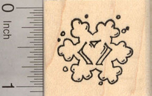Heart Snowflake Rubber Stamp, Valentine Snow