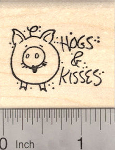 Valentine's Day Hogs and Kisses, Pig Rubber Stamp