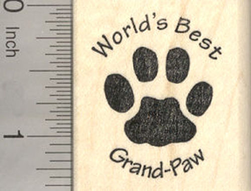 World's Best Grand-paw Rubber Stamp with paw print