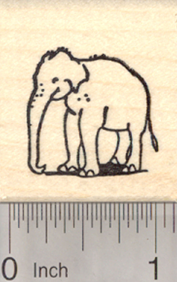 Asian Elephant Rubber Stamp, Small