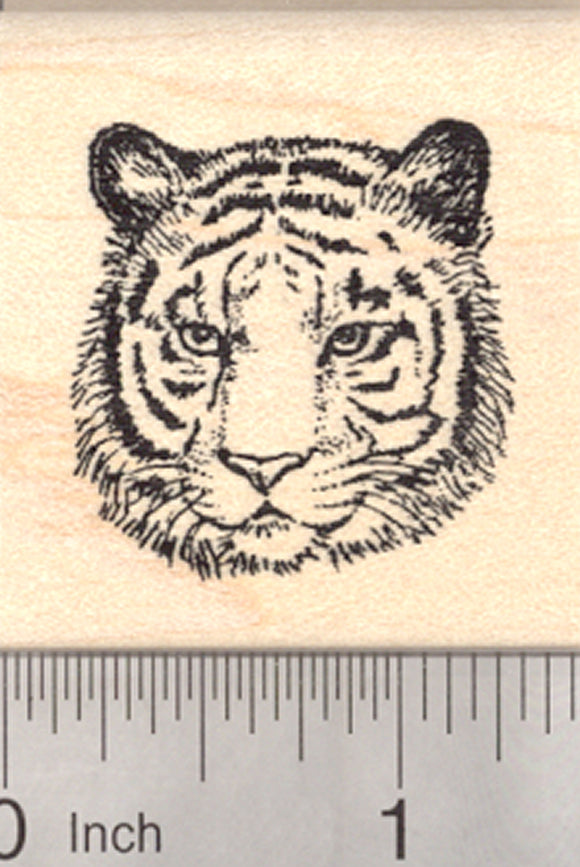 Tiger Face Rubber Stamp, Small