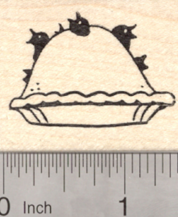 Blackbirds Baked into a Pie Rubber Stamp, Eat Crow, Ravens Nursery Rhyme