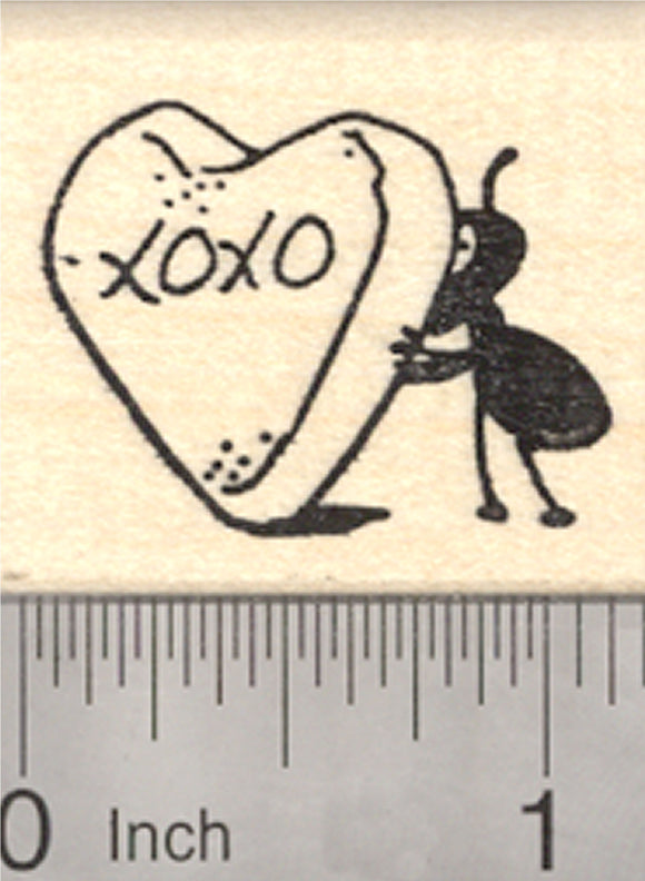 Valentine's Day Ant Rubber Stamp, with Heart Candy