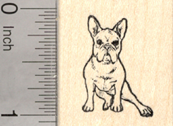 French Bulldog Rubber Stamp, Sitting, Small