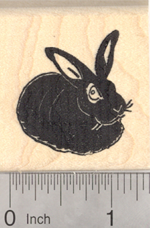Black Rabbit Rubber Stamp, House Pet, Bunny