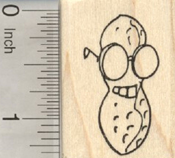 Nerdy Peanut Rubber Stamp, Glasses