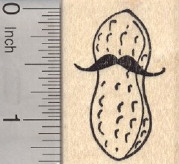 Mustache Peanut Rubber Stamp