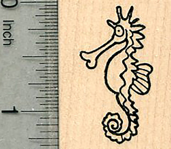 Seahorse Rubber Stamp, Hippocampus Facing Left, Marine Wildlife