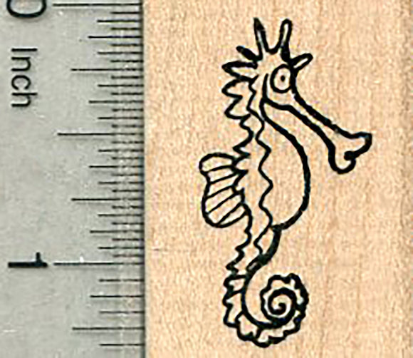 Seahorse Rubber Stamp, Hippocampus Facing Right, Marine Wildlife