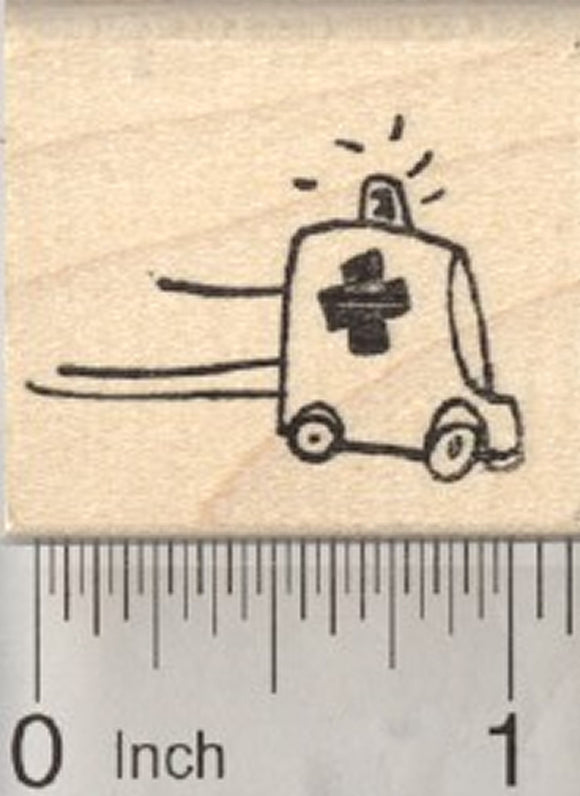 Tiny Ambulance Rubber Stamp, Get Well, Medical