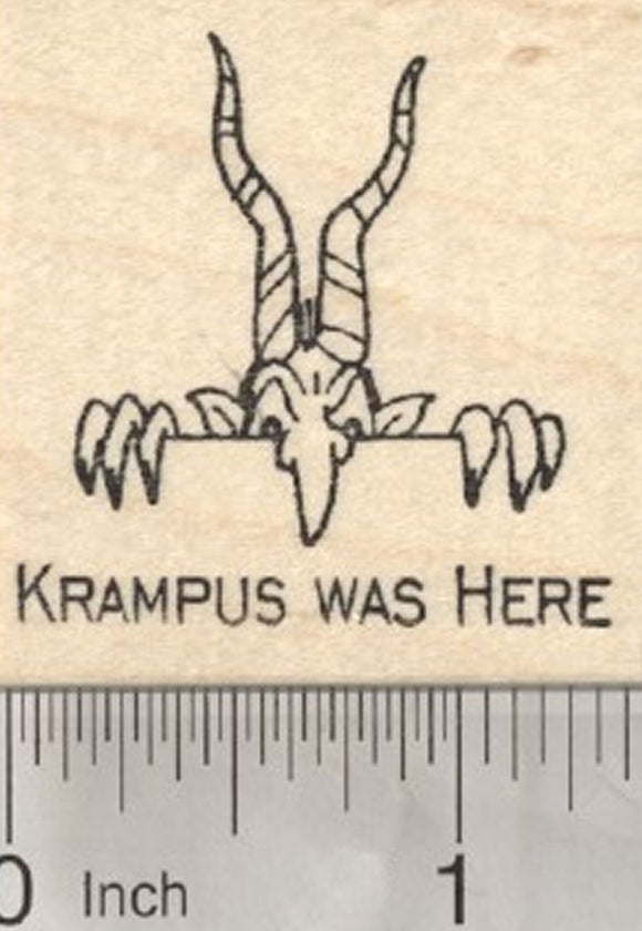 Krampus Was Here Rubber Stamp, Christmas