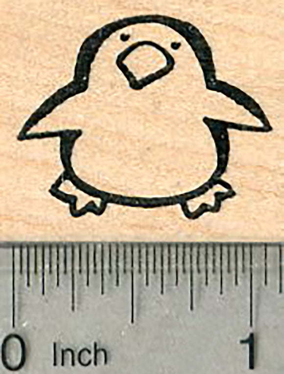 Cute Penguin Rubber Stamp, Bird in mid-air