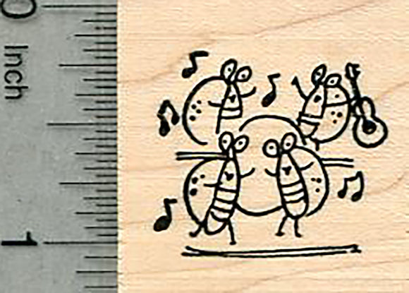 Musical Bug Band Rubber Stamp, Playing Guitar