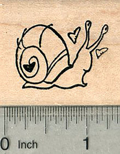 Valentine's Day Snail Rubber Stamp