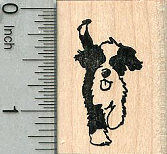 Sheepadoodle Rubber Stamp, Dog Running