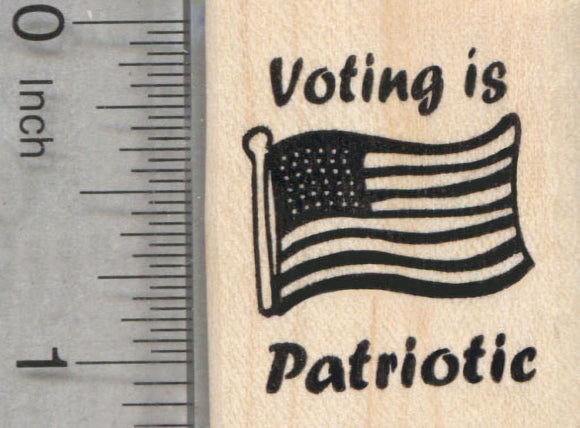 Voting Rubber Stamp, Patriotic with Flag